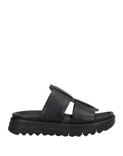 Geox Woman Sandals Black Size 8 Leather