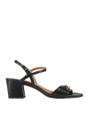 Geox Woman Sandals Black Size 8 Leather In Black
