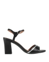 Geox Woman Sandals Black Size 8 Leather In Black