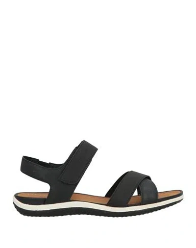 Geox Woman Sandals Black Size 8 Leather