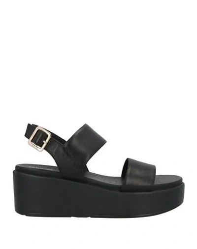 Geox Woman Sandals Black Size 8 Leather