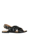 Geox Woman Sandals Black Size 8 Sheepskin In Black