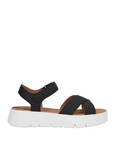 Geox Woman Sandals Black Size 8 Textile Fibers