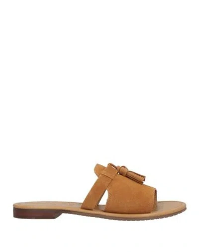 Geox Woman Sandals Camel Size 7 Leather In Beige