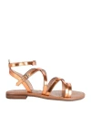 Geox Woman Sandals Copper Size 6 Leather In Orange