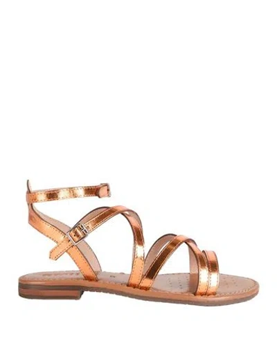 Geox Woman Sandals Copper Size 6 Leather In Orange