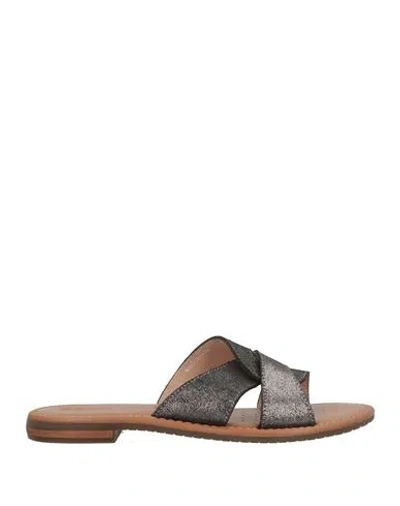 Geox Woman Sandals Gunmetal Size 8 Leather