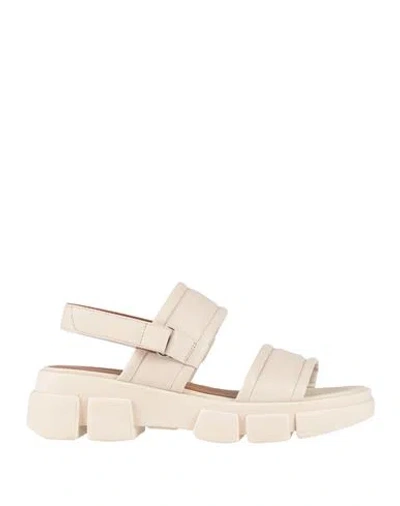 Geox Woman Sandals Ivory Size 7 Leather In White