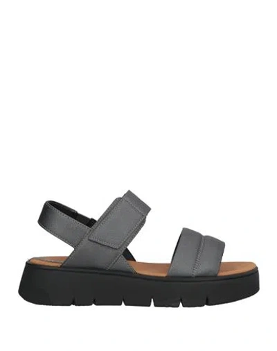 Geox Woman Sandals Lead Size 10.5 Textile Fibers In Grey