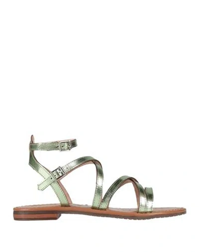 Geox Woman Sandals Light Green Size 7 Leather