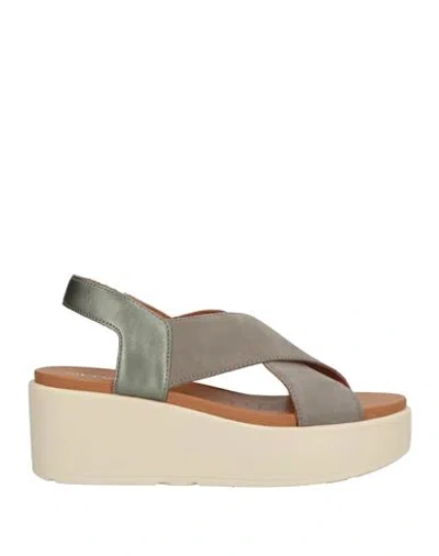 Geox Woman Sandals Military Green Size 8 Leather