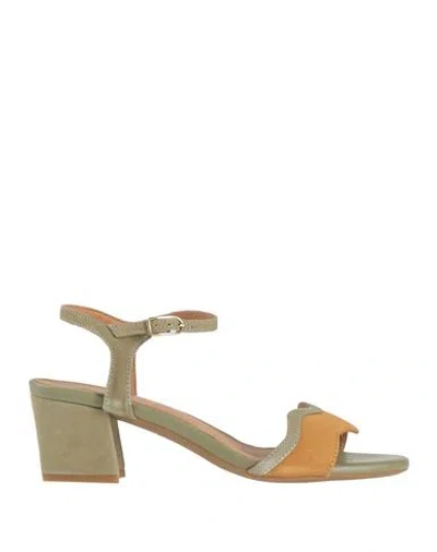 Geox Woman Sandals Military Green Size 8 Leather