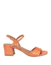 Geox Woman Sandals Orange Size 7 Leather In Orange