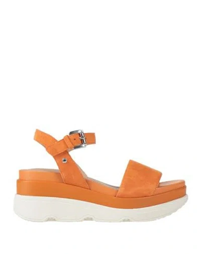 Geox Woman Sandals Orange Size 8 Soft Leather