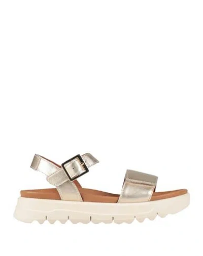 Geox Woman Sandals Platinum Size 8 Leather In Grey
