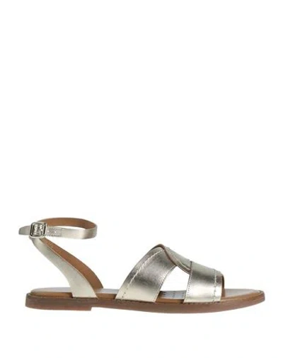 Geox Woman Sandals Platinum Size 8 Leather In Grey
