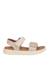 Geox Woman Sandals Platinum Size 8 Leather, Textile Fibers In Grey