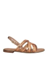 Geox Woman Sandals Rust Size 8 Leather, Textile Fibers In Red