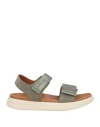 Geox Woman Sandals Sage Green Size 8 Leather, Textile Fibers In Sage Green