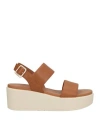 Geox Woman Sandals Tan Size 8 Leather In Brown