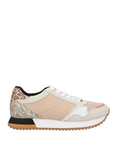 Geox Woman Sneakers Beige Size 6 Textile Fibers, Leather