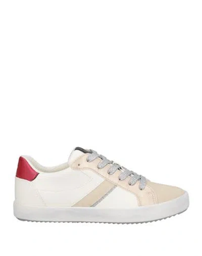 Geox Woman Sneakers Beige Size 8 Leather, Textile Fibers