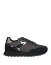 Geox Woman Sneakers Black Size 10.5 Leather, Textile Fibers In Black