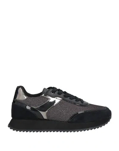 Geox Woman Sneakers Black Size 10.5 Leather, Textile Fibers
