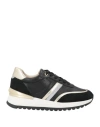Geox Woman Sneakers Black Size 7 Leather, Textile Fibers In Black
