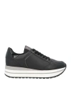 Geox Woman Sneakers Black Size 6 Leather, Textile Fibers In Black