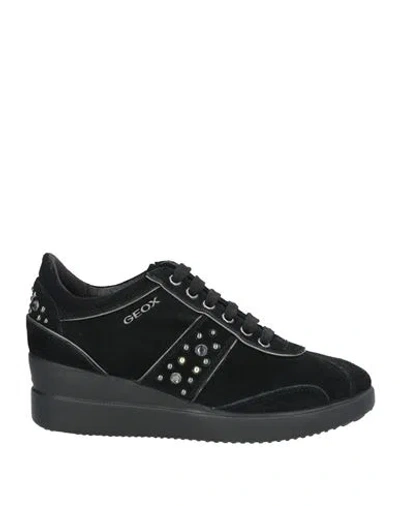 Geox Woman Sneakers Black Size 8 Leather