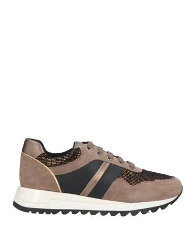 Geox Woman Sneakers Black Size 8 Leather, Textile Fibers