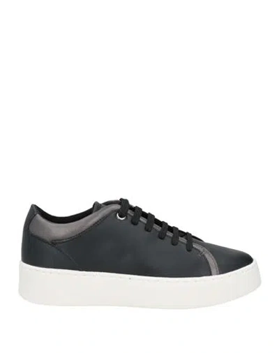Geox Woman Sneakers Black Size 8 Textile Fibers