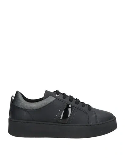 Geox Woman Sneakers Black Size 8 Textile Fibers