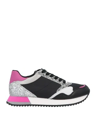 Geox Woman Sneakers Black Size 8 Textile Fibers, Leather