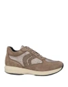 GEOX GEOX WOMAN SNEAKERS BROWN SIZE 6 SOFT LEATHER, TEXTILE FIBERS