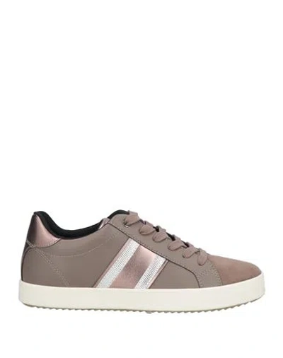 Geox Woman Sneakers Taupe Size 8 Leather, Textile Fibers In Grey