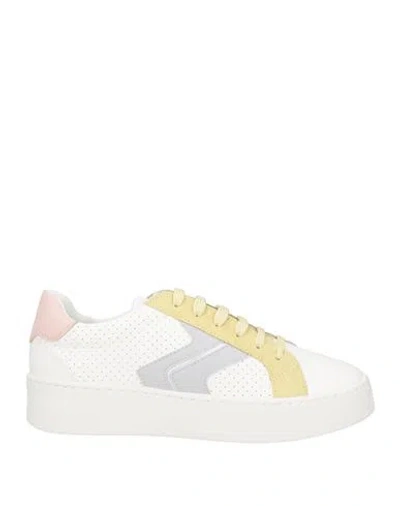 Geox Woman Sneakers Ivory Size 7 Leather, Textile Fibers In White