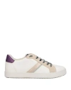 Geox Woman Sneakers Ivory Size 8 Leather, Textile Fibers In White