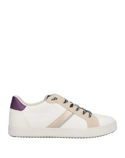 Geox Woman Sneakers Ivory Size 8 Leather, Textile Fibers In White