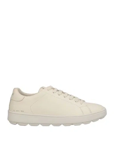 Geox Woman Sneakers Ivory Size 8 Leather In White