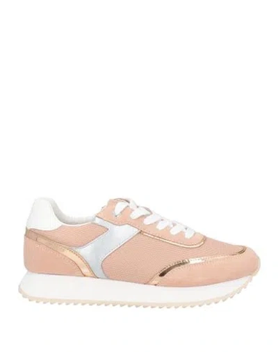 Geox Woman Sneakers Light Brown Size 8 Leather, Textile Fibers In Beige