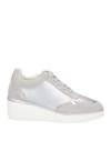 Geox Woman Sneakers Light Grey Size 7 Leather, Textile Fibers