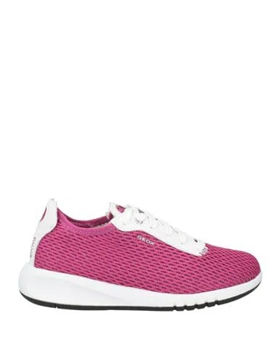 Geox Woman Sneakers Magenta Size 8 Textile Fibers, Leather