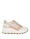 Geox Woman Sneakers Off White Size 8 Leather, Textile Fibers In Off White