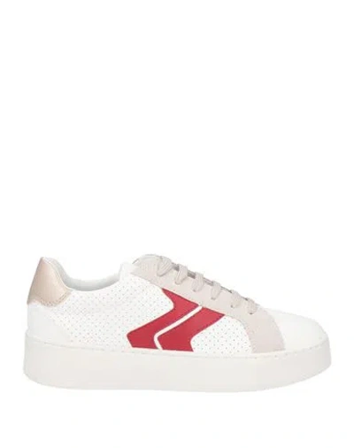 Geox Woman Sneakers Off White Size 8 Leather, Textile Fibers