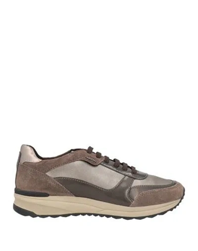 Geox Woman Sneakers Taupe Size 7 Leather, Textile Fibers