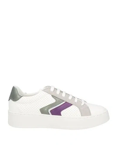 Geox Woman Sneakers White Size 8 Leather, Textile Fibers