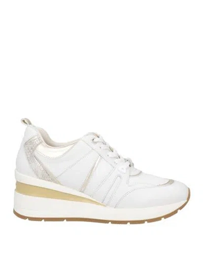 Geox Woman Sneakers White Size 10.5 Leather, Textile Fibers