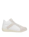 Geox Woman Sneakers White Size 8 Leather, Textile Fibers In White